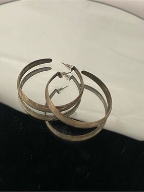 Source Unknown Brown Textured Hoop Earrings